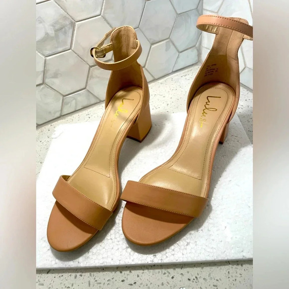 Lulus Woman’s Pale Pink Block Heel Harper Sandals Size 10 Neutral - Picture 1 of 7